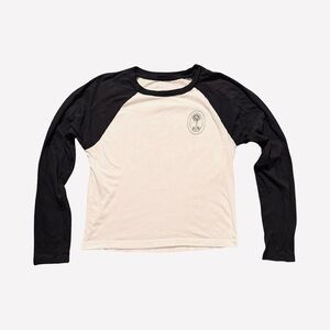 RVCA Long Sleeve Raglan Tee Women’s Size L Balance of Opposites Palm Graphic